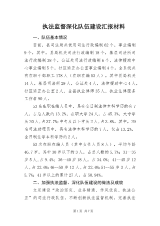 2024年执法监督深化队伍建设汇报材料