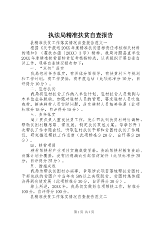 2024年执法局精准扶贫自查报告