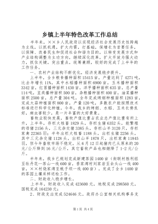 2024年乡镇上半年特色改革工作总结