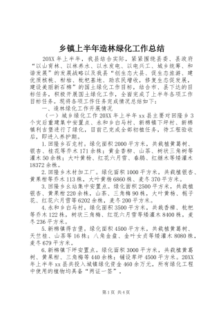 2024年乡镇上半年造林绿化工作总结
