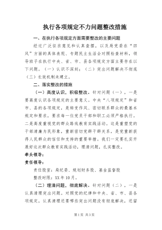 2024年执行各项规定不力问题整改措施