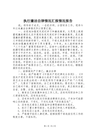2024年执行廉洁自律情况汇报情况报告
