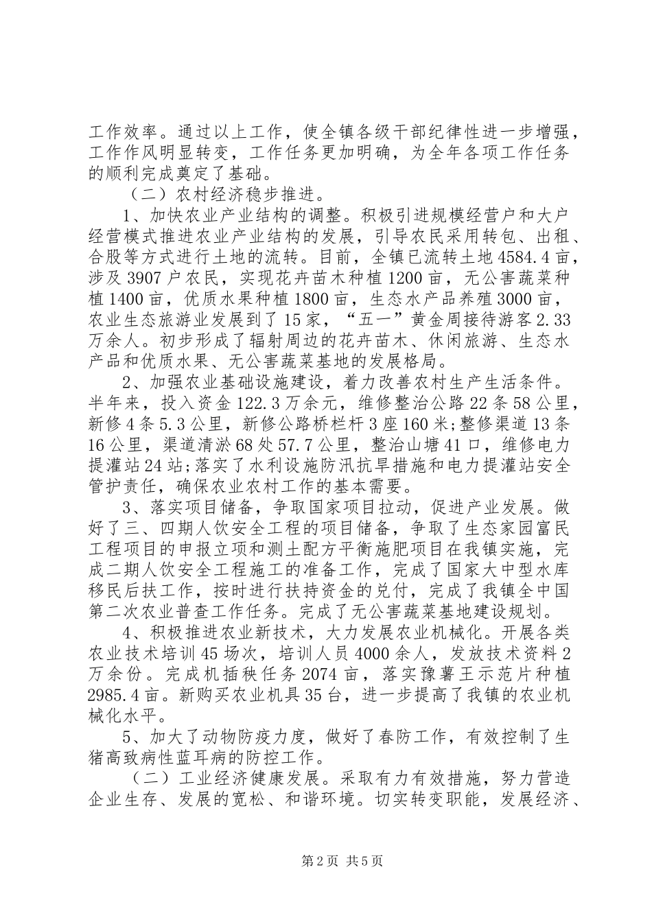 2024年乡镇上半年总结及下半年工作计划_第2页