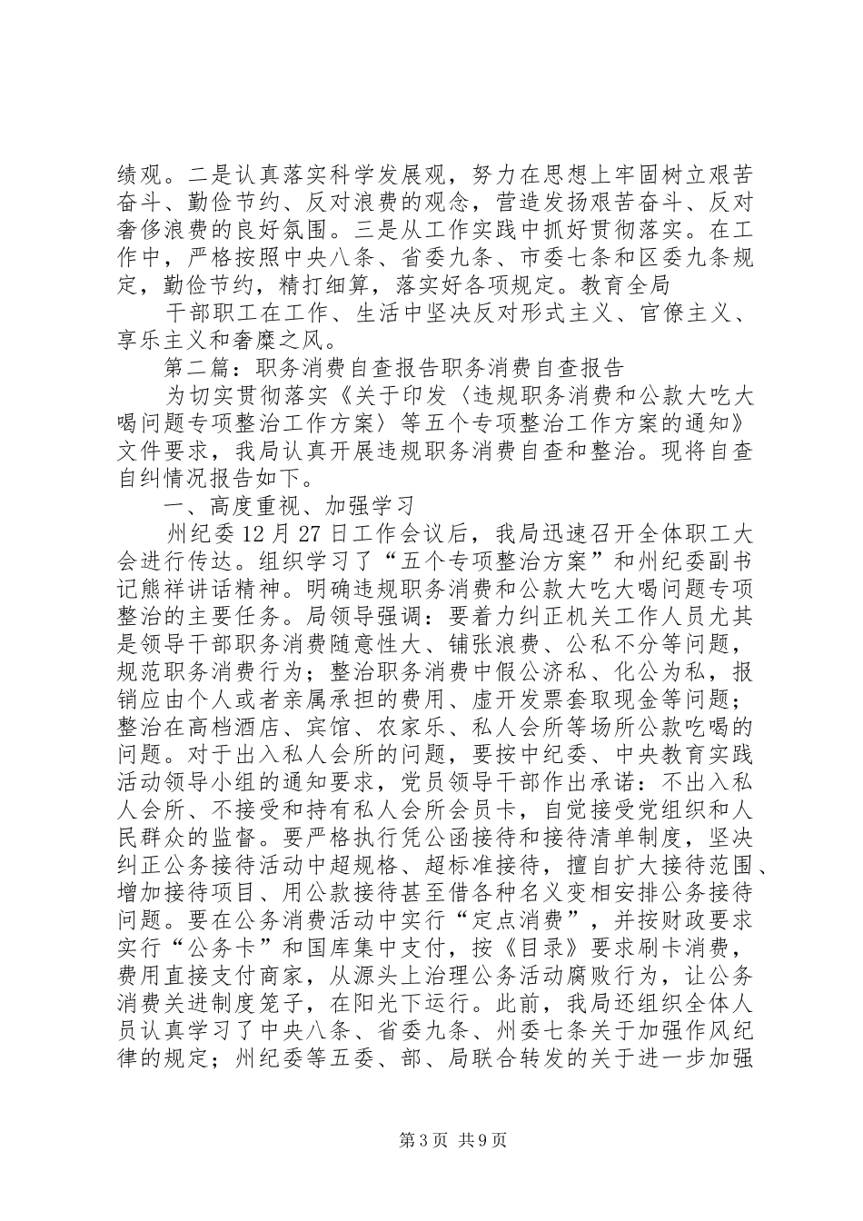 2024年职务消费自查报告_第3页