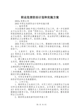 2024年职业危害防治计划和实施方案