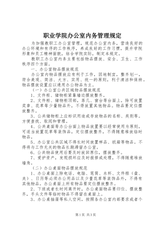 2024年职业学院办公室内务管理规定