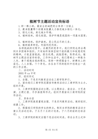 2024年植树节主题活动宣传标语