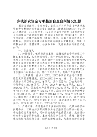 2024年乡镇涉农资金专项整治自查自纠情况汇报