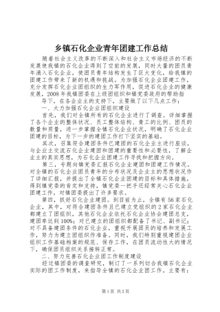 2024年乡镇石化企业青年团建工作总结