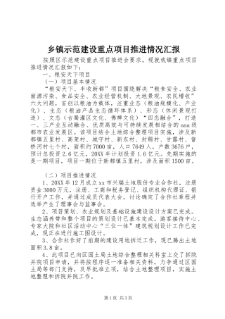 2024年乡镇示范建设重点项目推进情况汇报