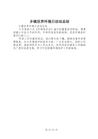 2024年乡镇世界环境日活动总结