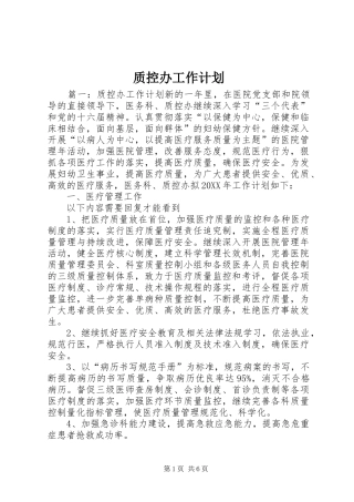 2024年质控办工作计划