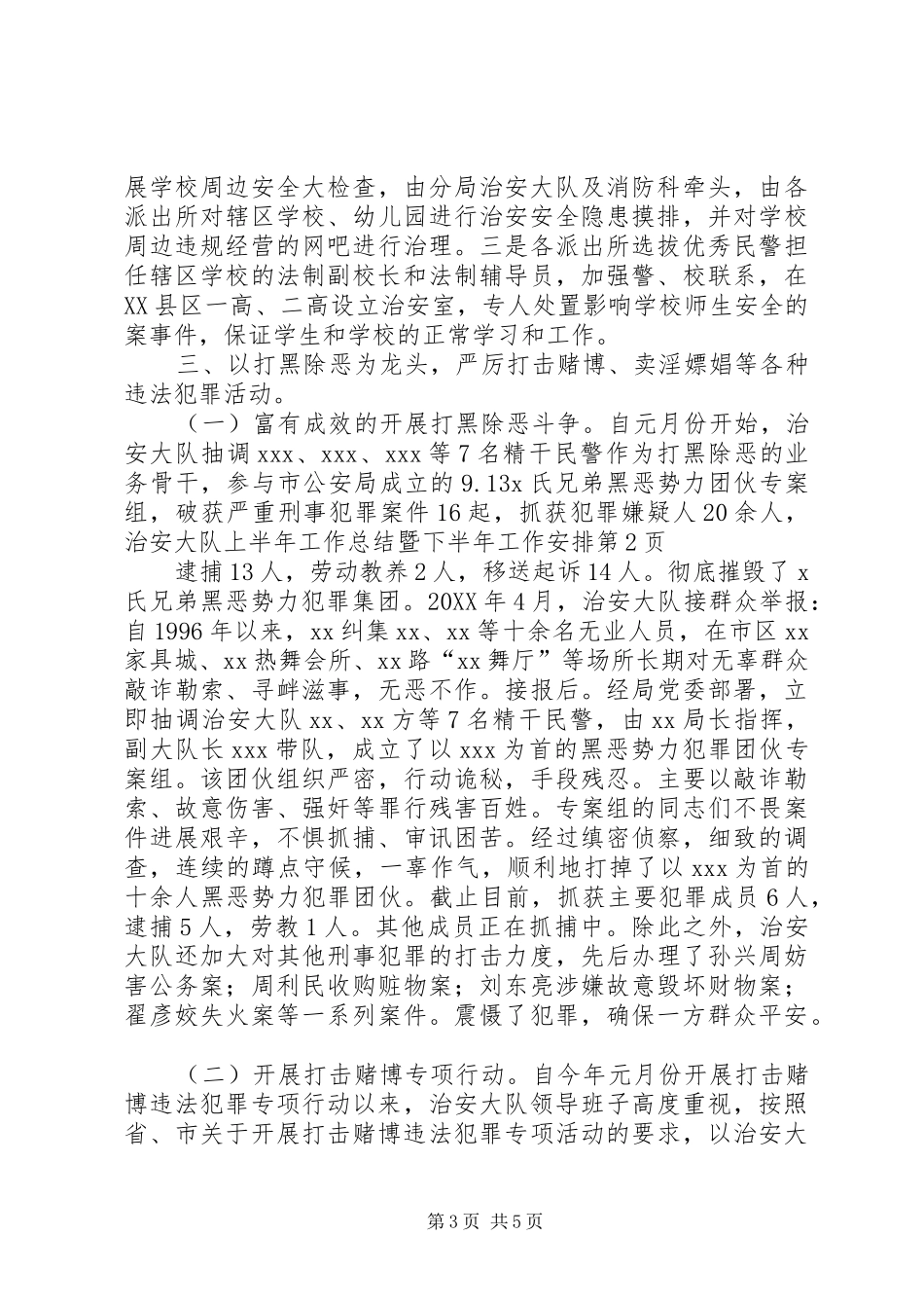2024年治安大队上半年工作总结暨下半年工作安排_第3页