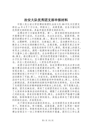 2024年治安大队优秀团支部申报材料
