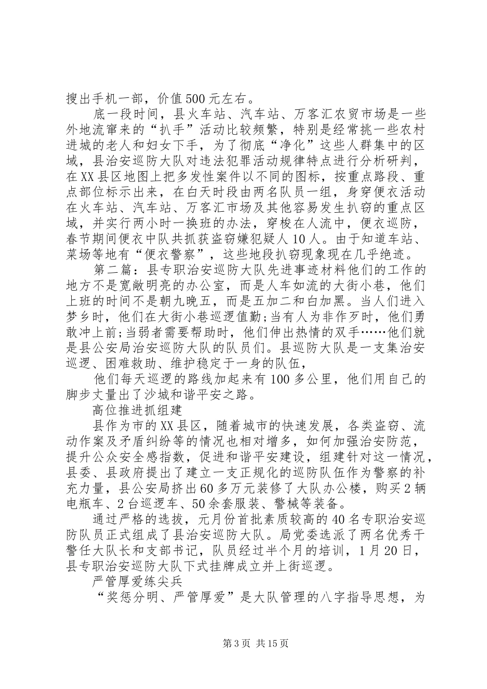 2024年治安巡防大队先进事迹材料_第3页