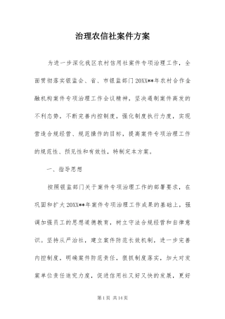 2024年治理农信社案件方案