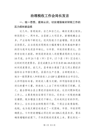 2024年治理税收工作会局长讲话