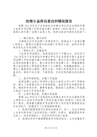 2024年治理小金库自查自纠情况报告