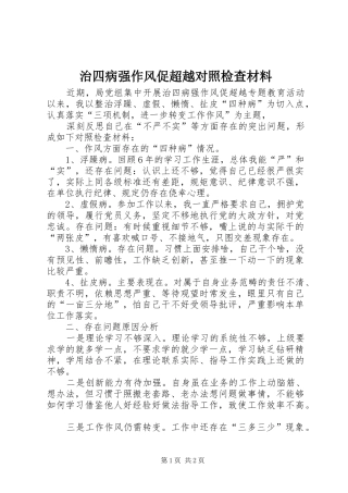 2024年治四病强作风促超越对照检查材料