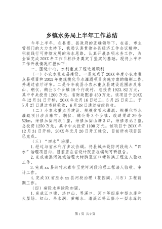2024年乡镇水务局上半年工作总结