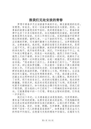 2024年致我们无处安放的青春