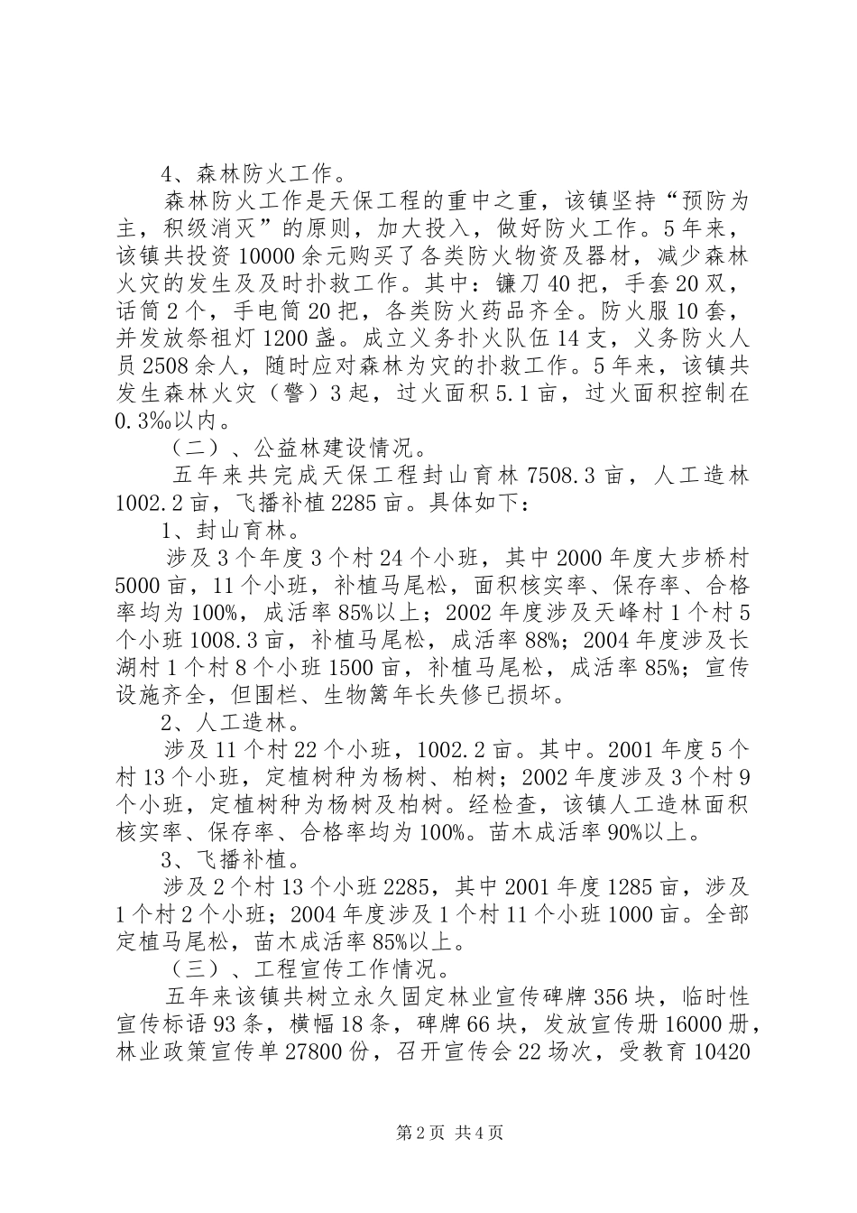 2024年乡镇天保工程回头看检查工作汇报_第2页
