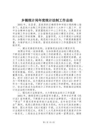 2024年乡镇统计局年度统计法制工作总结