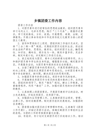 2024年乡镇团委工作内容