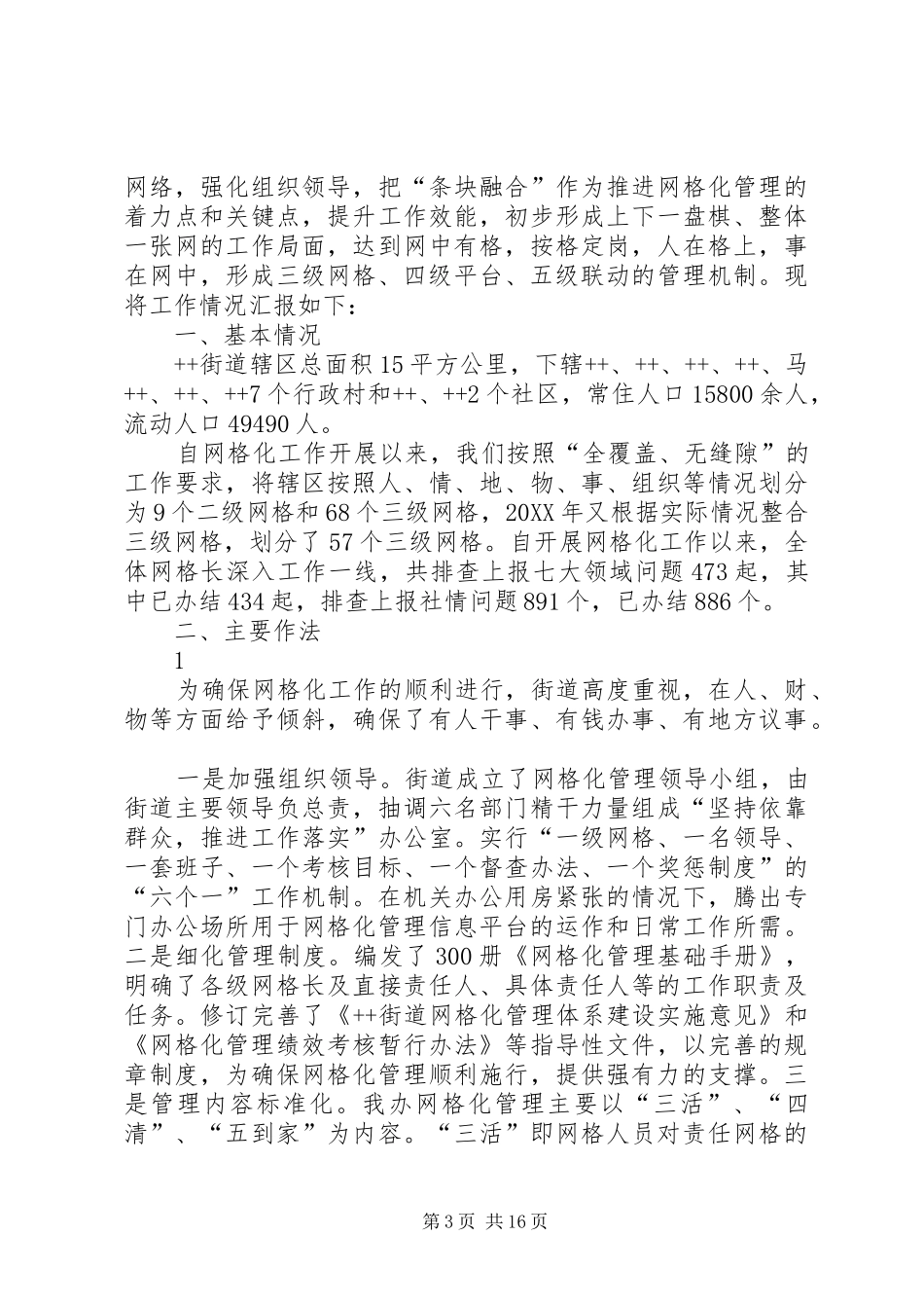 2024年乡镇网格化管理工作汇报材料_第3页
