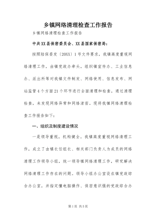 2024年乡镇网络清理检查工作报告