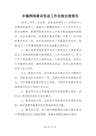 2024年乡镇网络意识形态工作自检自查报告