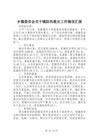 2024年乡镇委员会关于镇防汛救灾工作情况汇报