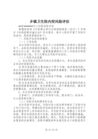 2024年乡镇卫生院内控风险评估