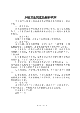 2024年乡镇卫生院重性精神疾病