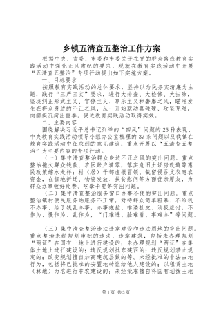 2024年乡镇五清查五整治工作方案