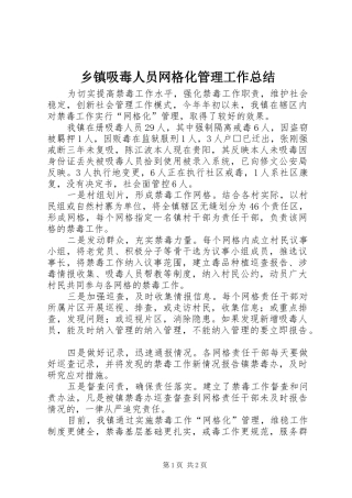 2024年乡镇吸毒人员网格化管理工作总结