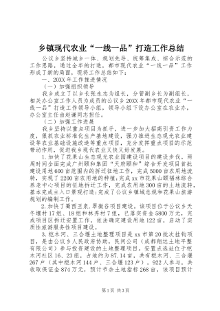 2024年乡镇现代农业一线一品打造工作总结