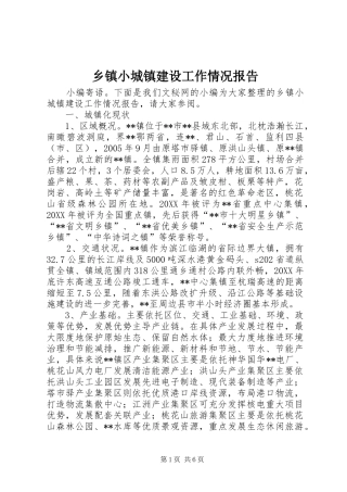 2024年乡镇小城镇建设工作情况报告