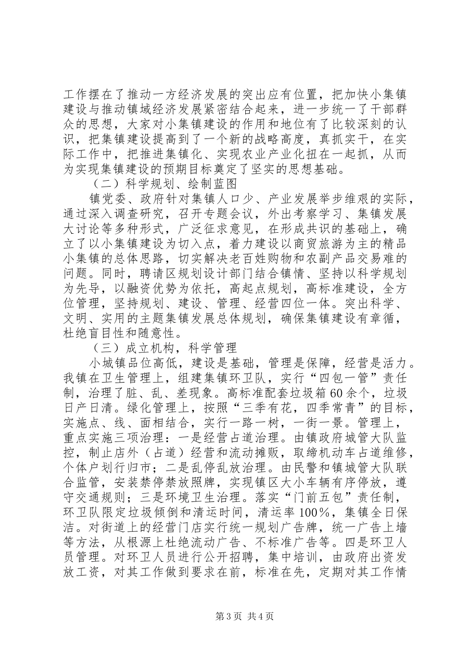 2024年乡镇小集镇管理工作汇报_第3页