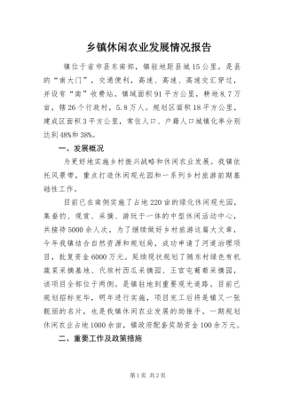 2024年乡镇休闲农业发展情况报告