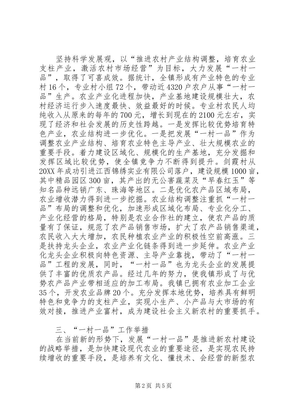 2024年乡镇一村一品工作经验交流_第2页