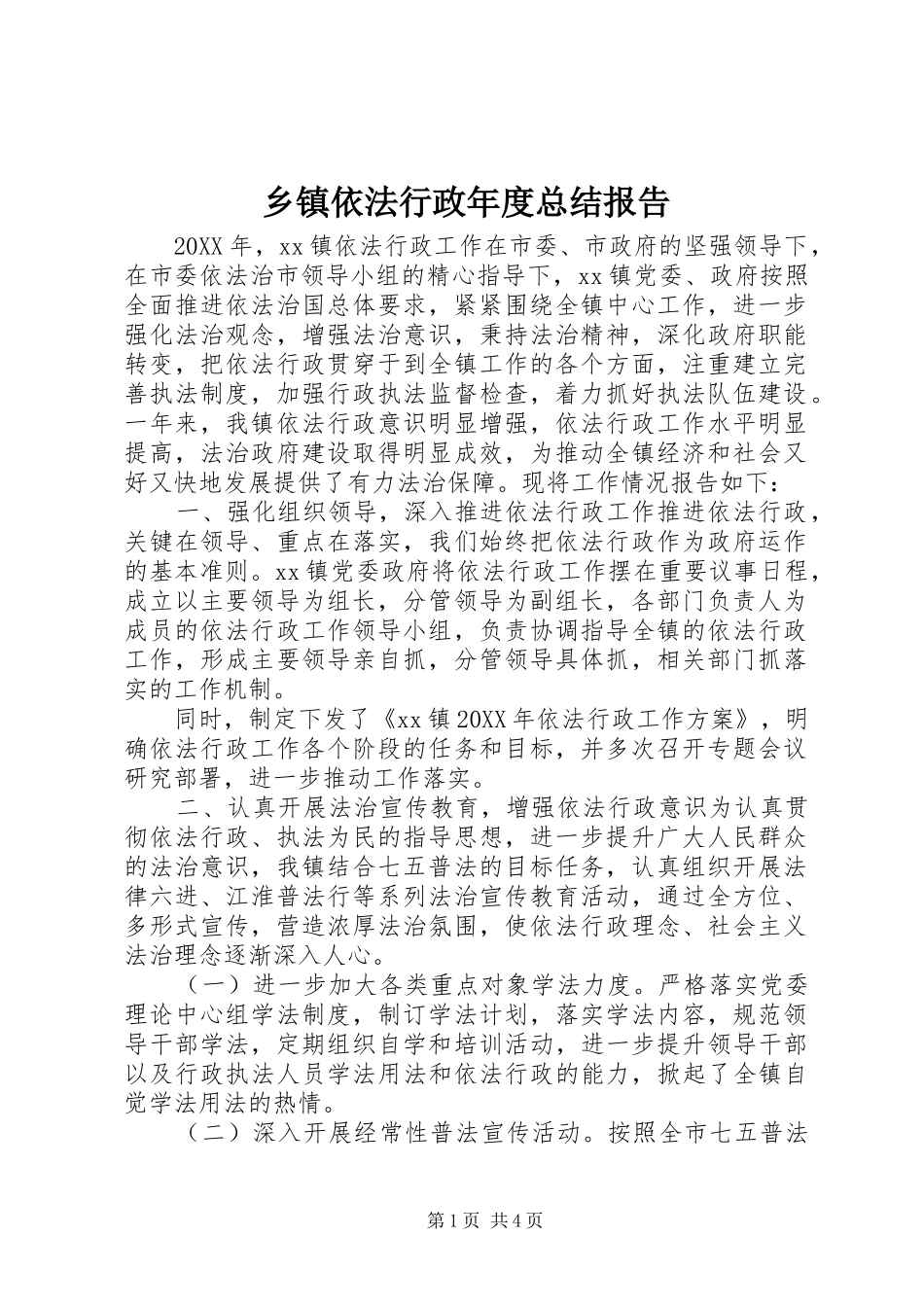 2024年乡镇依法行政年度总结报告_第1页