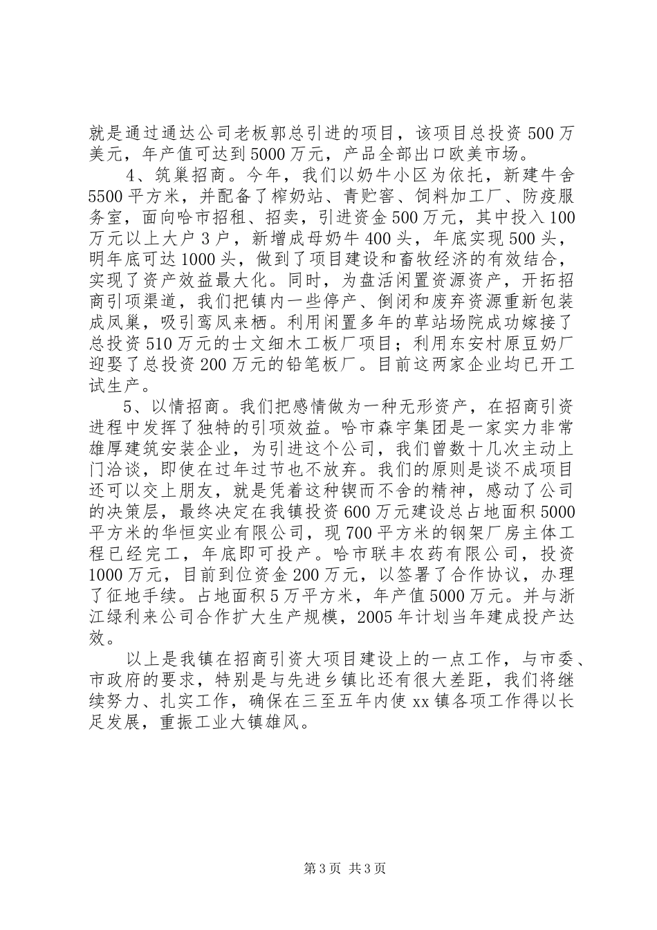 2024年乡镇招商引资典型经验讲话材料_第3页