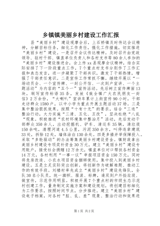 2024年乡镇镇美丽乡村建设工作汇报