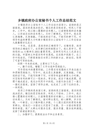2024年乡镇政府办公室秘书个人工作总结范文