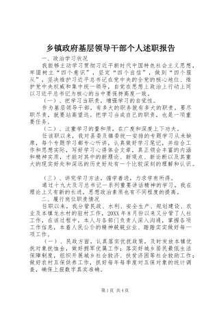 2024年乡镇政府基层领导干部个人述职报告