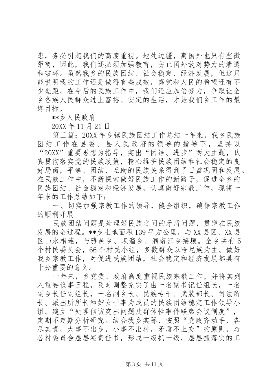 2024年乡镇政府民族团结工作总结_第3页