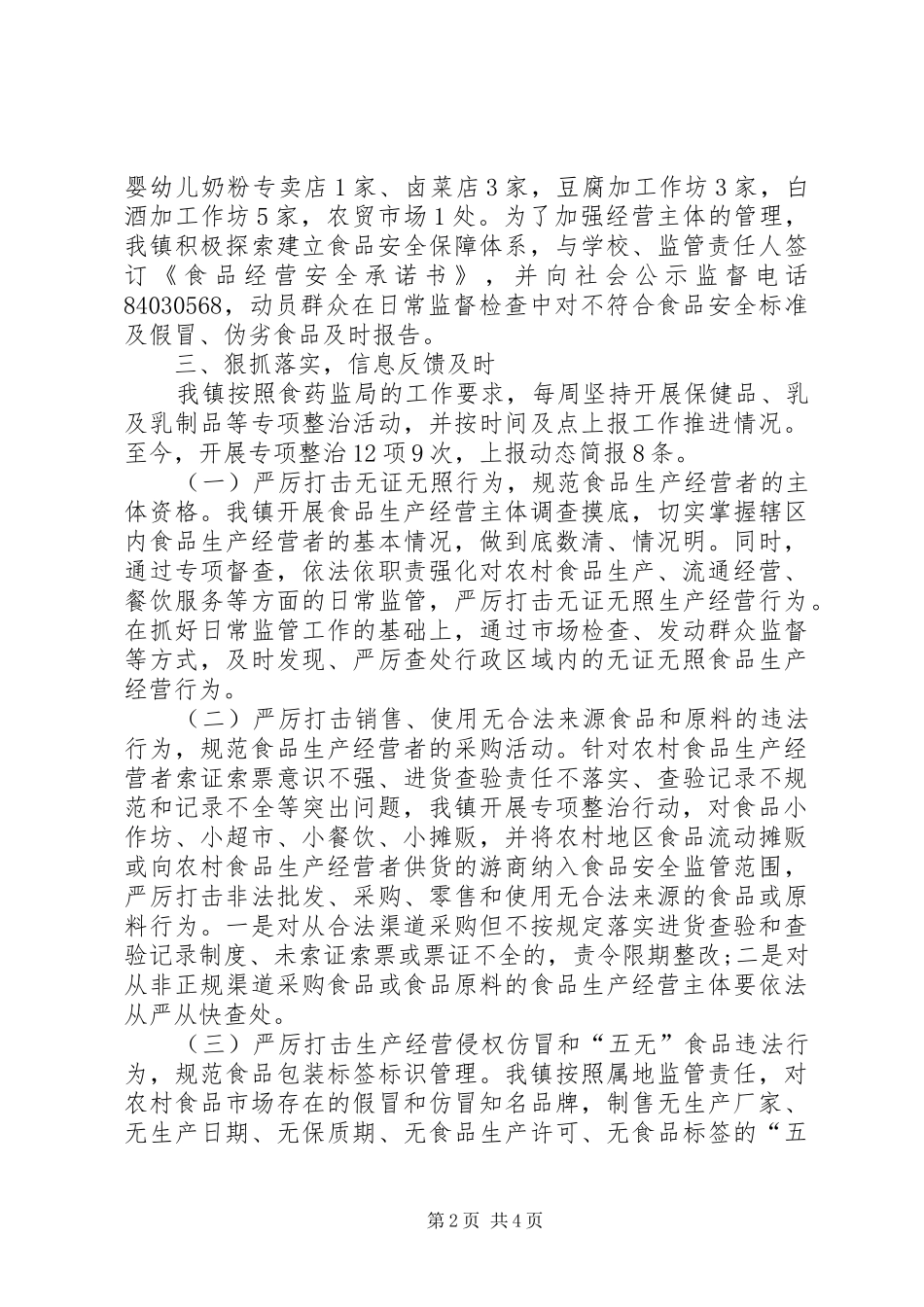 2024年乡镇政府农村食品市场专项整治行动工作总结_第2页