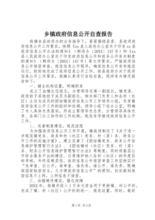 2024年乡镇政府信息公开自查报告