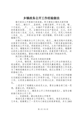 2024年乡镇政务公开工作经验做法